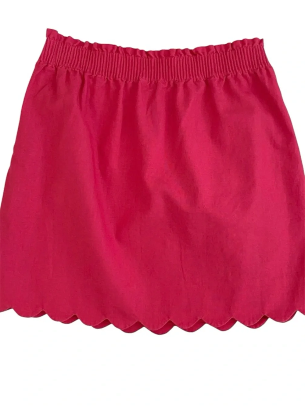 J.Crew Factory Skirt Linen Blend Pink Scallop Hem Size 4 Mini Preppy Summer